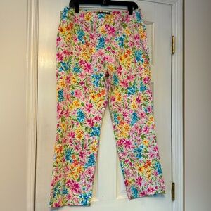 Chic Pink and Blue Cropped Ankle Pants